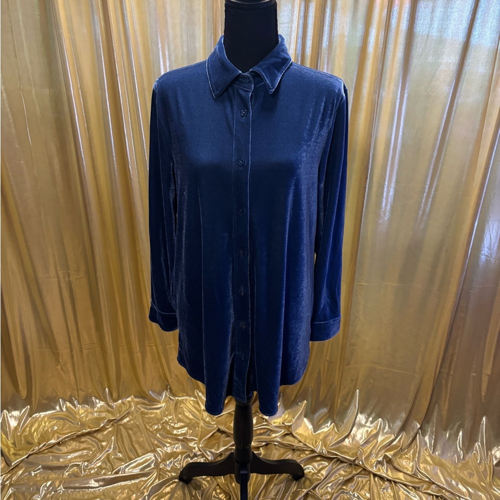 Soft Surroundings Deep Blue Velvet Shirt